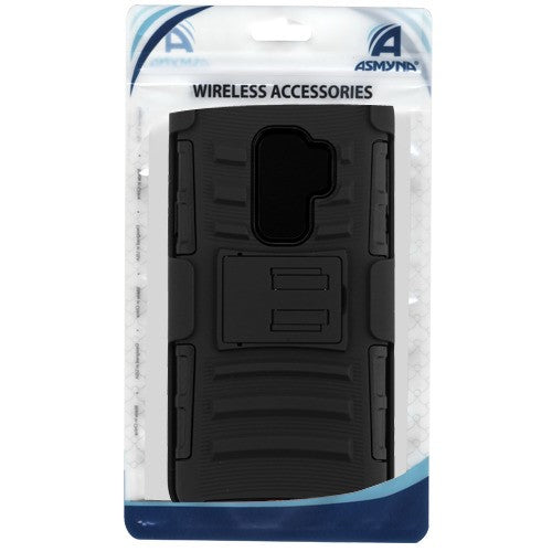 Asmyna Advanced Armor Stand Protector Cover Combo (with Black Holster) for Samsung Galaxy S9 Plus - Black / Black - ASAMS9PLUSHPCSAASCMB201NP-7.jpg