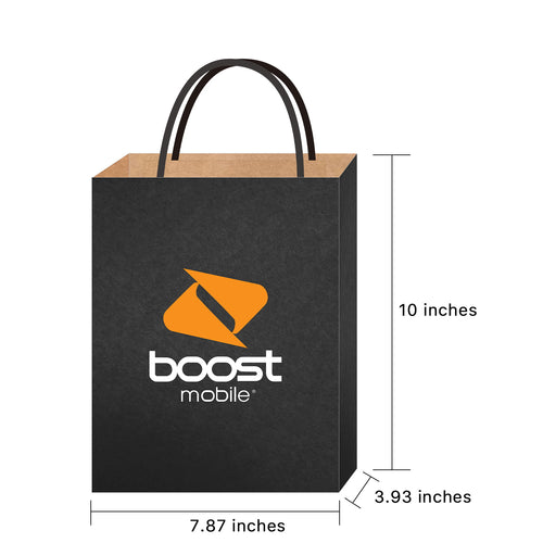 Boost Mobile Retail Paper Bag with Handle 25 pack (L=7.87*W=3.94*H=10.04 inch) - Black - BAG201025BK-1.JPG