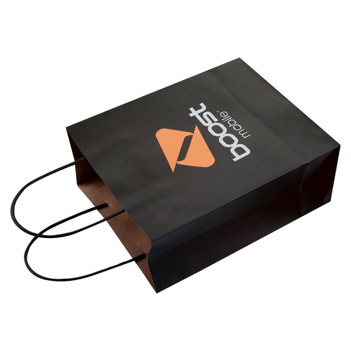 Boost Mobile Retail Paper Bag with Handle 25 pack (L=7.87*W=3.94*H=10.04 inch) - Black - BAG201025BK.JPG