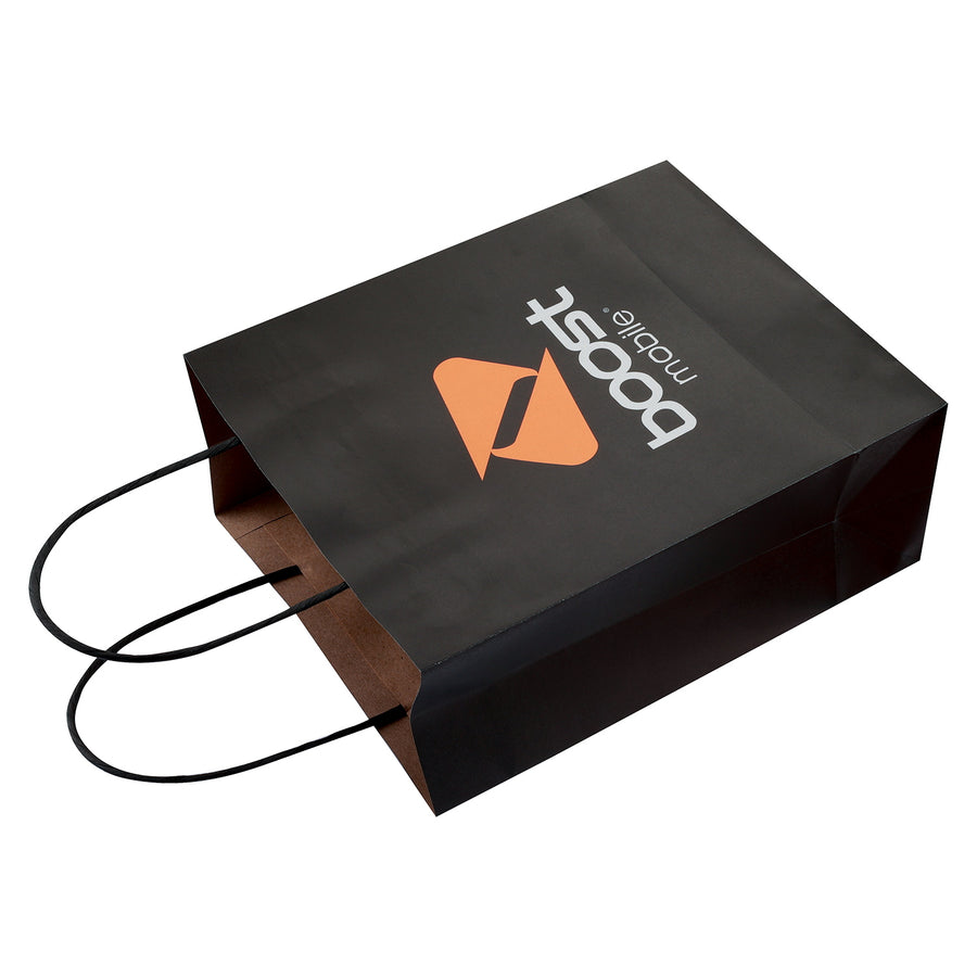 Boost Mobile Retail Paper Bag with Handle 25 pack (L=7.87*W=3.94*H=10.04 inch) - Black - BAG201025BK.JPG