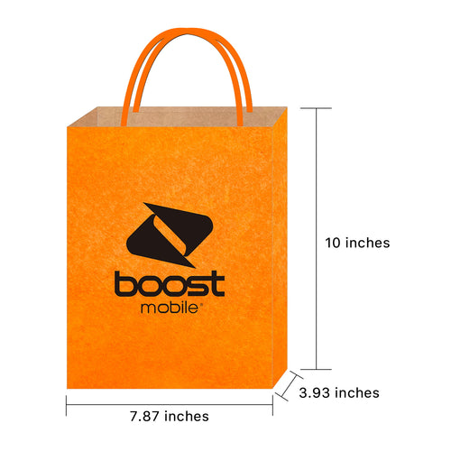 Boost Mobile Retail Paper Bag with Handle 25 pack (L=7.87*W=3.94*H=10.04 inch) - Orange - BAG201025OG-1.JPG