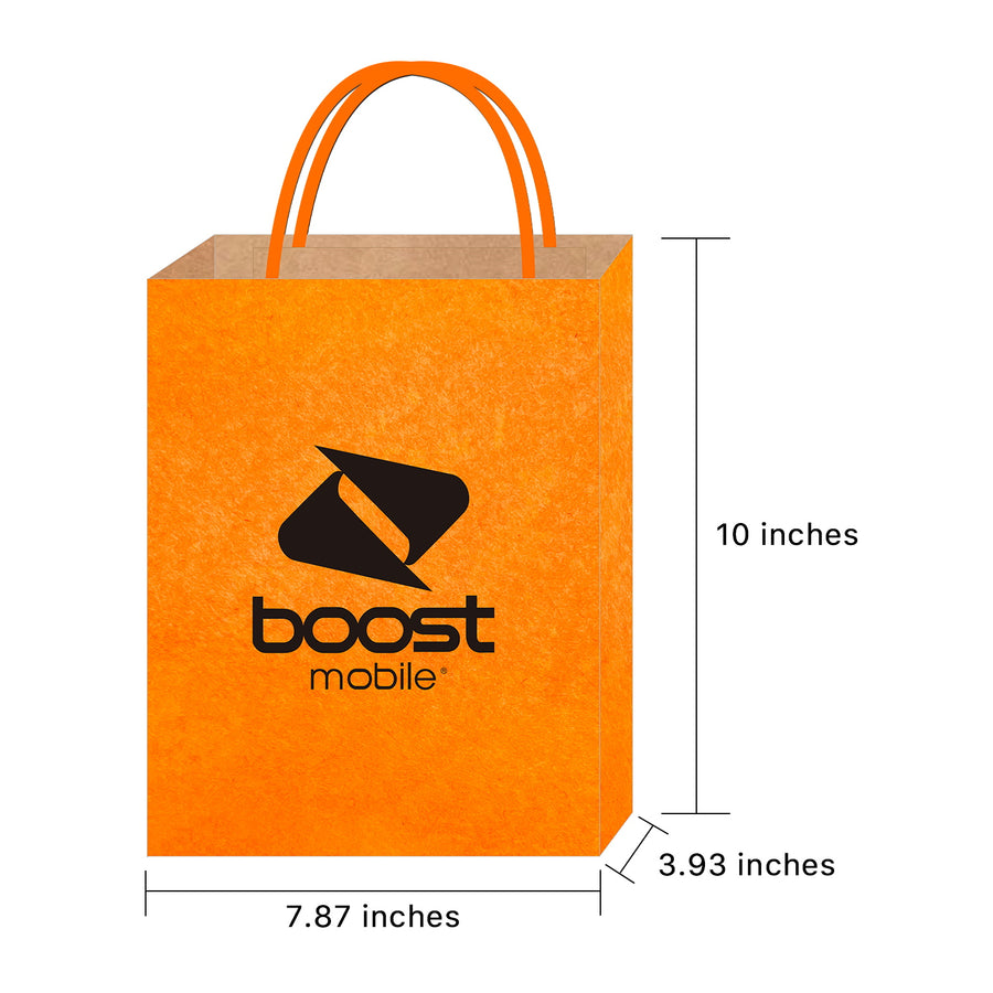 Boost Mobile Retail Paper Bag with Handle 25 pack (L=7.87*W=3.94*H=10.04 inch) - Orange - BAG201025OG-1.JPG