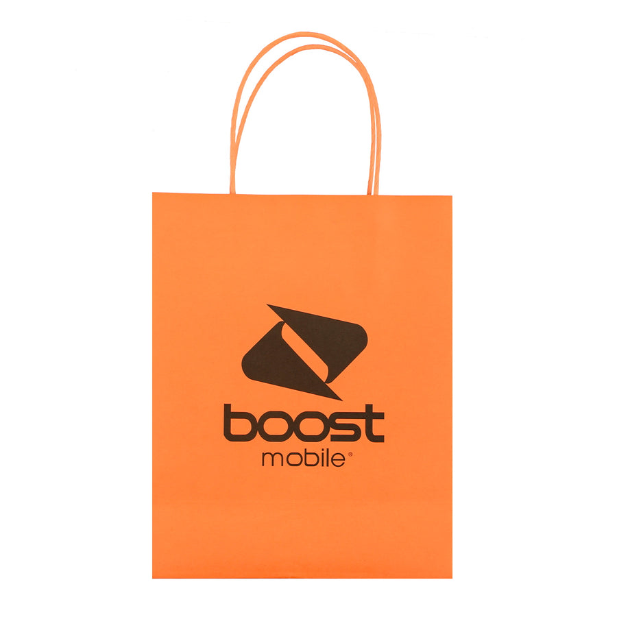 Boost Mobile Retail Paper Bag with Handle 25 pack (L=7.87*W=3.94*H=10.04 inch) - Orange - BAG201025OG-3.JPG