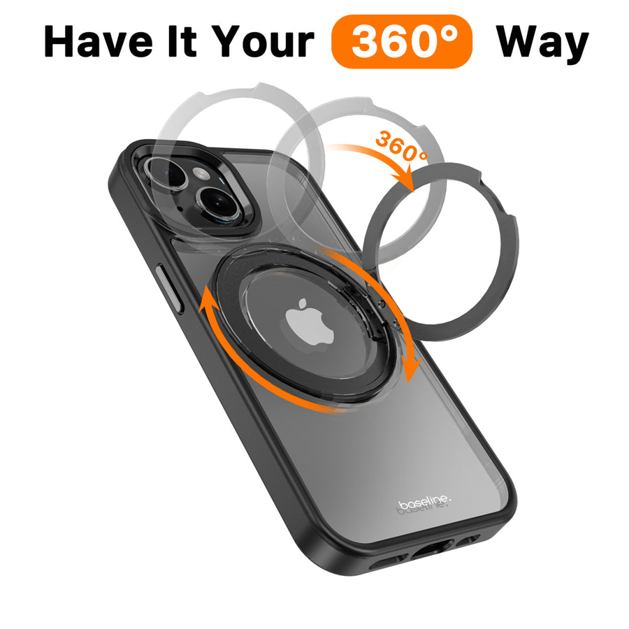 baseline RingRound 360° Kickstand Case w/ MagSafe for Apple iPhone 17e / 16e / 14 / 13 - Black - BIP13CSFGMS331-9.jpg