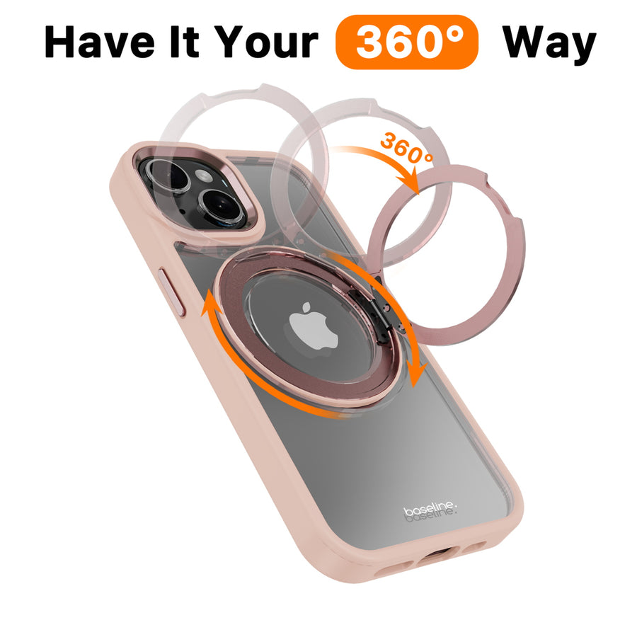 baseline RingRound 360° Kickstand Case w/ MagSafe for Apple iPhone 17e / 16e / 14 / 13 - Pink - BIP13CSFGMS333-9.jpg