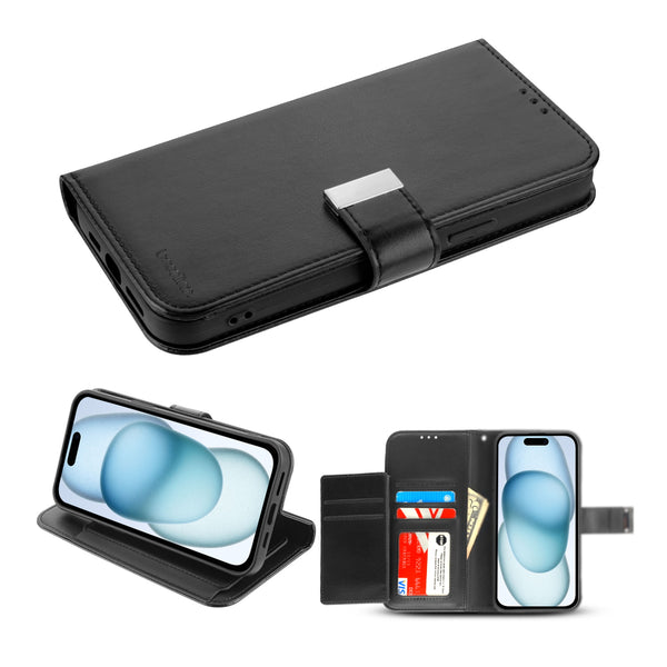 baseline MyJacket Wallet Xtra Series for Apple iPhone 15 - Black / Black - BIP15PCMJG031-2.jpg