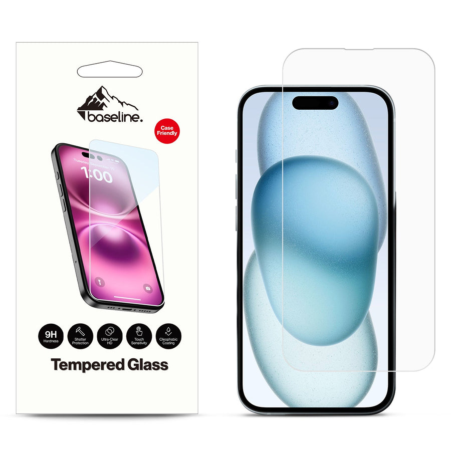 baseline Tempered Glass Screen Protector (2.5D) for Apple iPhone 15 - Clear