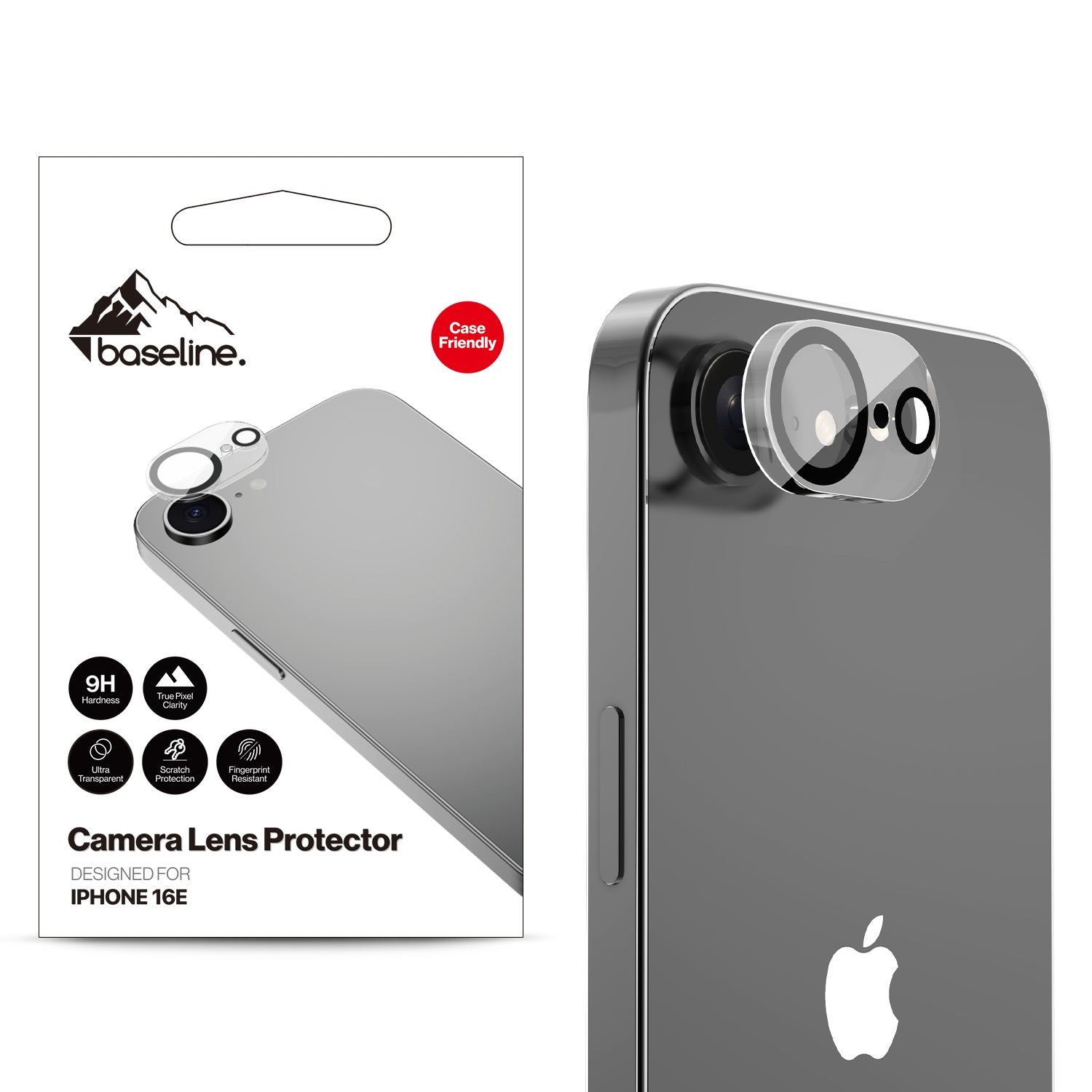 baseline Tempered Glass Lens Protector for Apple iPhone 16e - Black