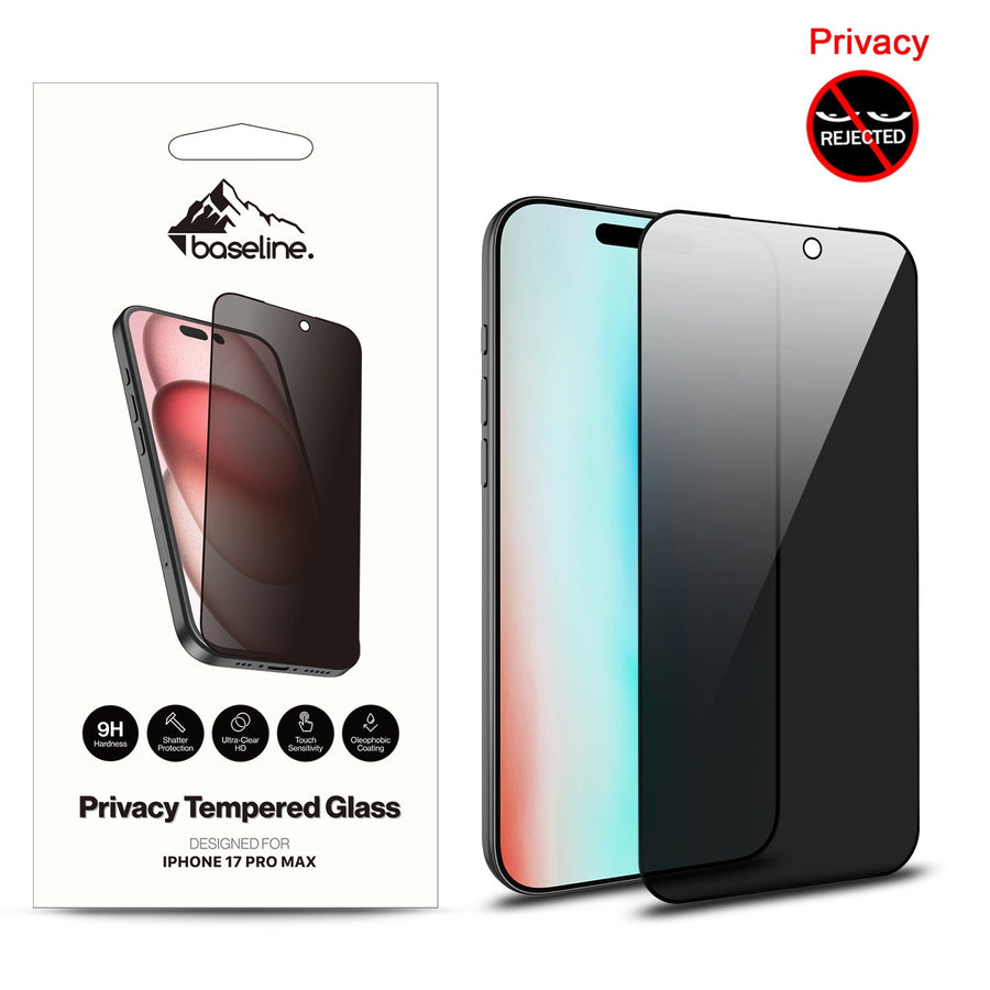 baseline Privacy Full Coverage Tempered Glass Screen Protector for Apple iPhone 17 Pro Max - Black