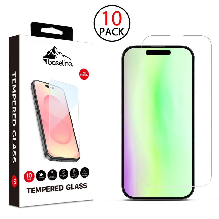 baseline Tempered Glass Screen Protector (2.5D) (10-pack) for Apple iPhone 17 / 16 Pro  - Clear