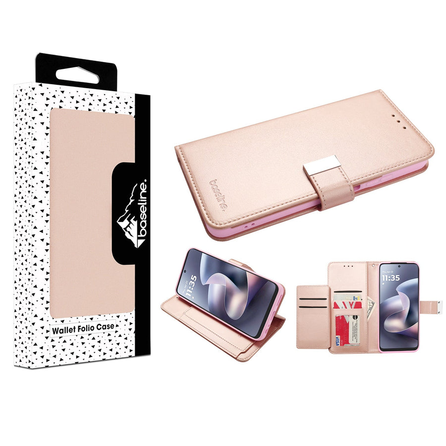 baseline Wallet Folio Case for Motorola Moto G 5G (2026)/Moto G Play (2026) / Moto G 5G (2025) - Rose Gold