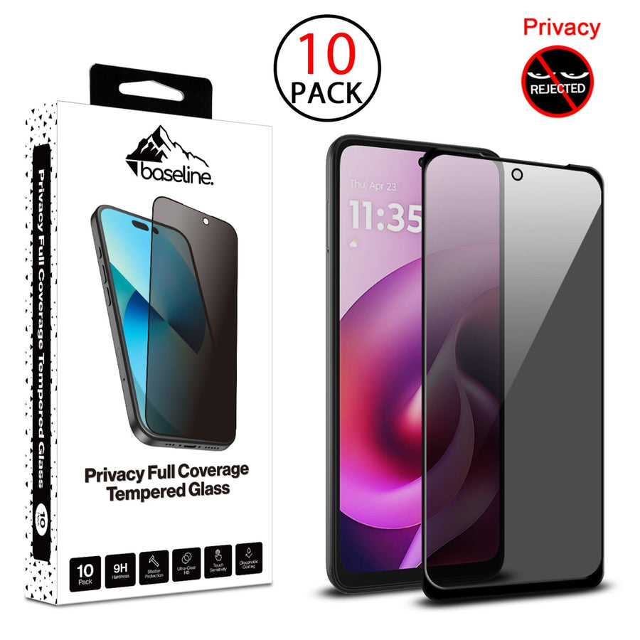 baseline Privacy Full Coverage Tempered Glass Screen Protector (10-pack) for Motorola Moto G 5G (2026) / Moto G Play (2026) / Moto G 5G (2025) - Black