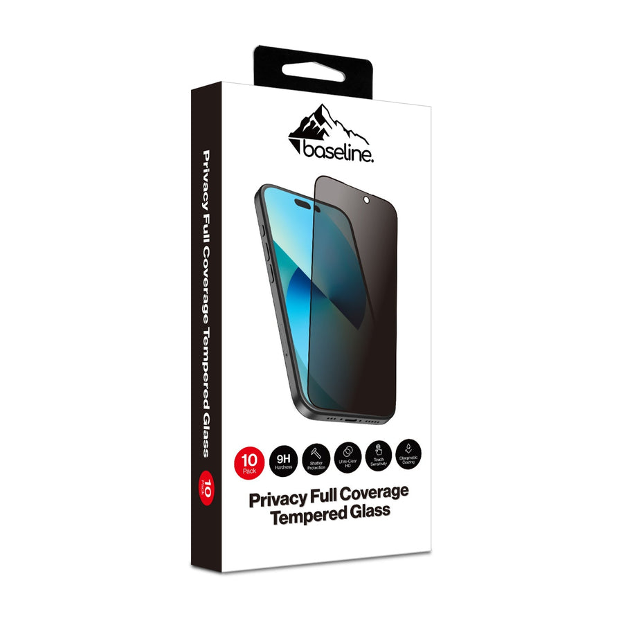 baseline Privacy Full Coverage Tempered Glass Screen Protector (10-pack) for Motorola Moto G Stylus 5G (2025) - Black