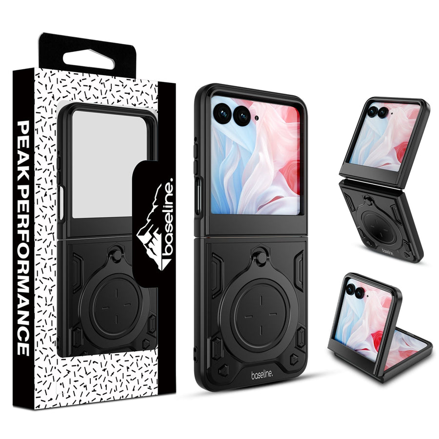 baseline Anti-Drop Hybrid Protector Case (with Ring Stand) for Motorola razr (2024) / razr (2025) / razr (2026) - Black / Black