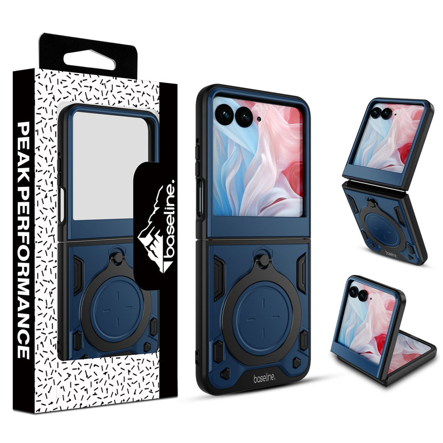 baseline Anti-Drop Hybrid Protector Case (with Ring Stand) for Motorola razr (2024) / razr (2025) / razr (2026) - Blue / Black