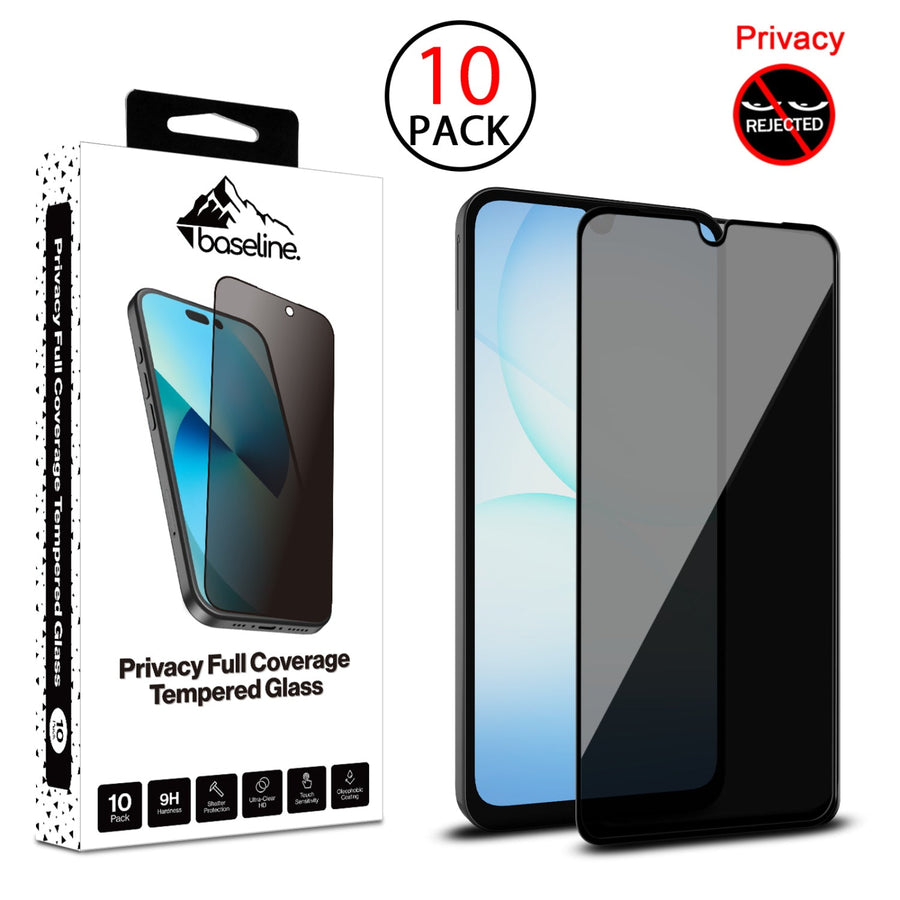 baseline Privacy Full Coverage Tempered Glass Screen Protector (10-pack) for Samsung Galaxy A17 5G / Galaxy A16 5G - Black