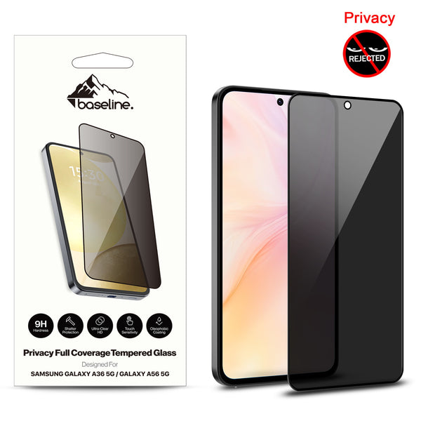 baseline Privacy Full Coverage Tempered Glass Screen Protector for Samsung Galaxy A36 5G / Galaxy A56 5G - Black - BSA365GSCF112-1.jpg