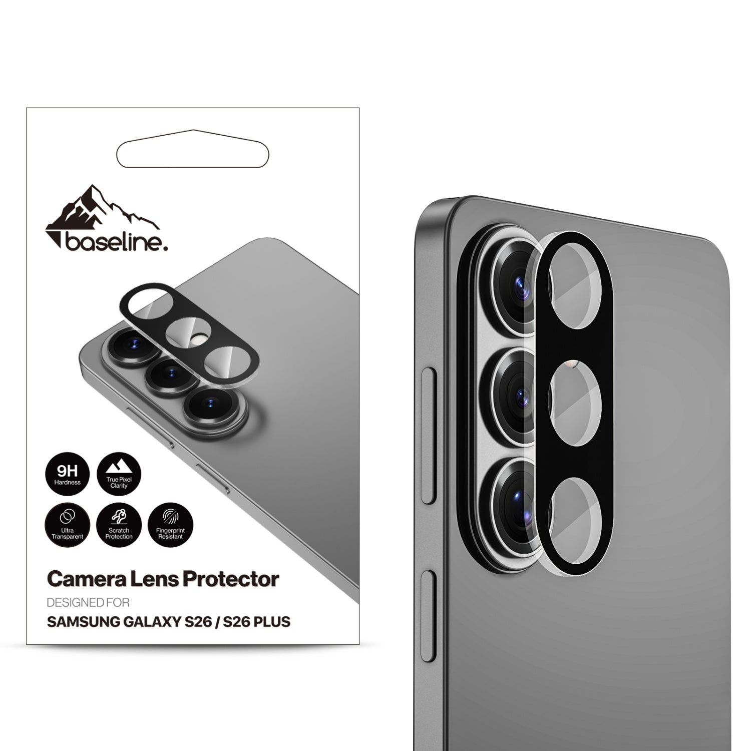 baseline Tempered Glass Lens Protector for Samsung Galaxy S26 / Galaxy S26 Plus - Black