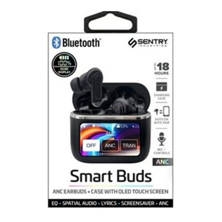 Sentry Smart Buds ANC True Wireless Earbuds with Display Screen - Black - BTA335.JPG