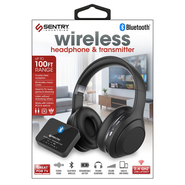 Sentry Bluetooth TV Headphones with Transmitter - Black - BTX100.jpg