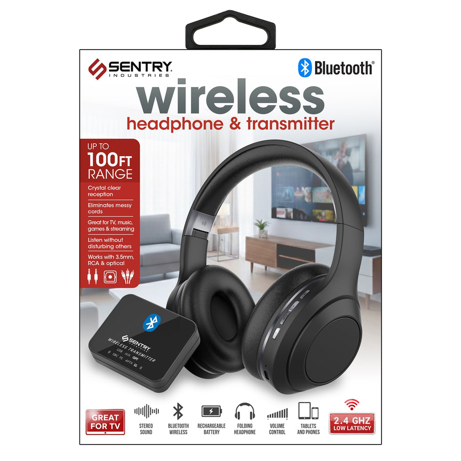 Sentry Bluetooth TV Headphones with Transmitter - Black - BTX100.jpg