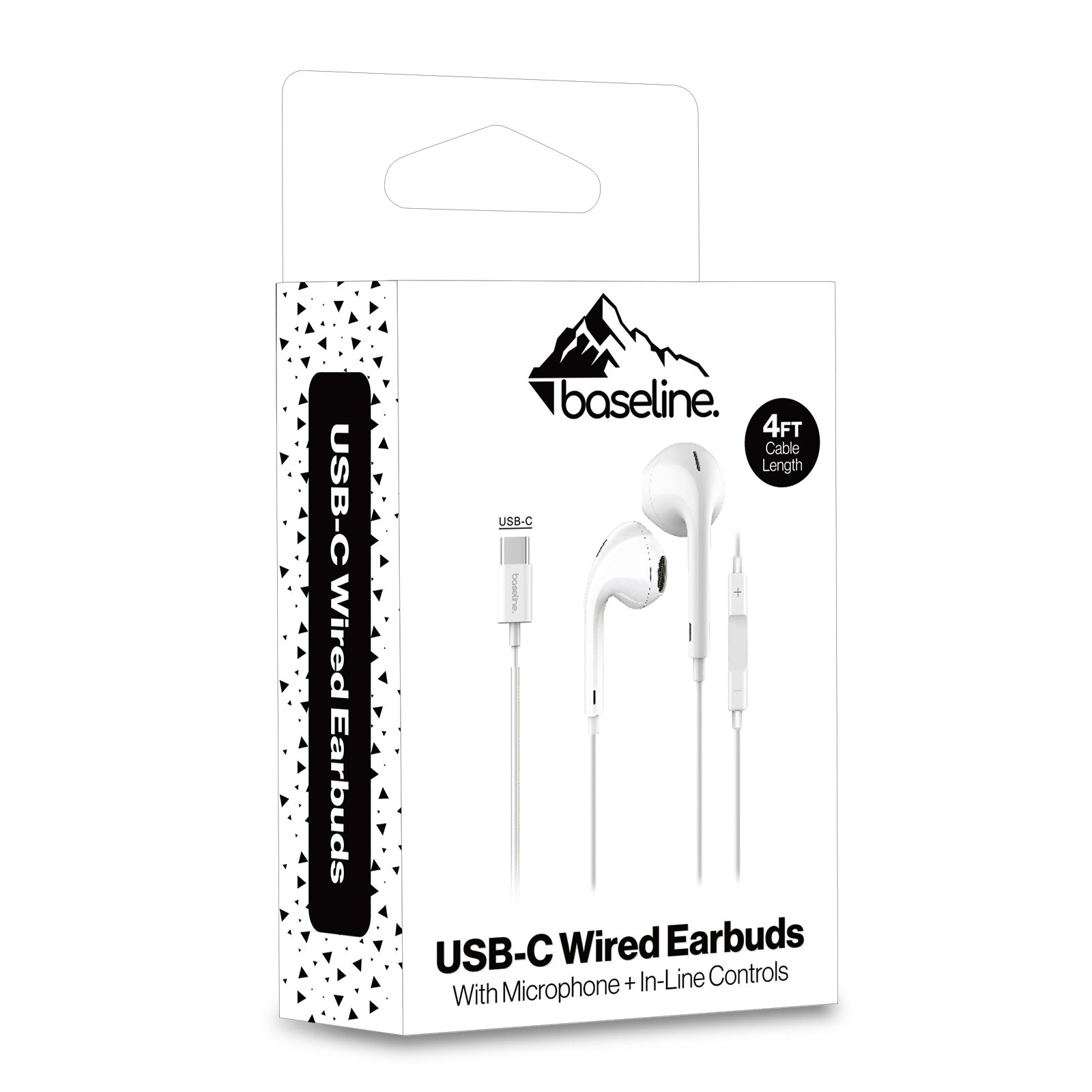 baseline USB-C Wired Earbuds w/ Microphone and In-Line Controls - White - BUSBCEARPHONE071-4.jpg