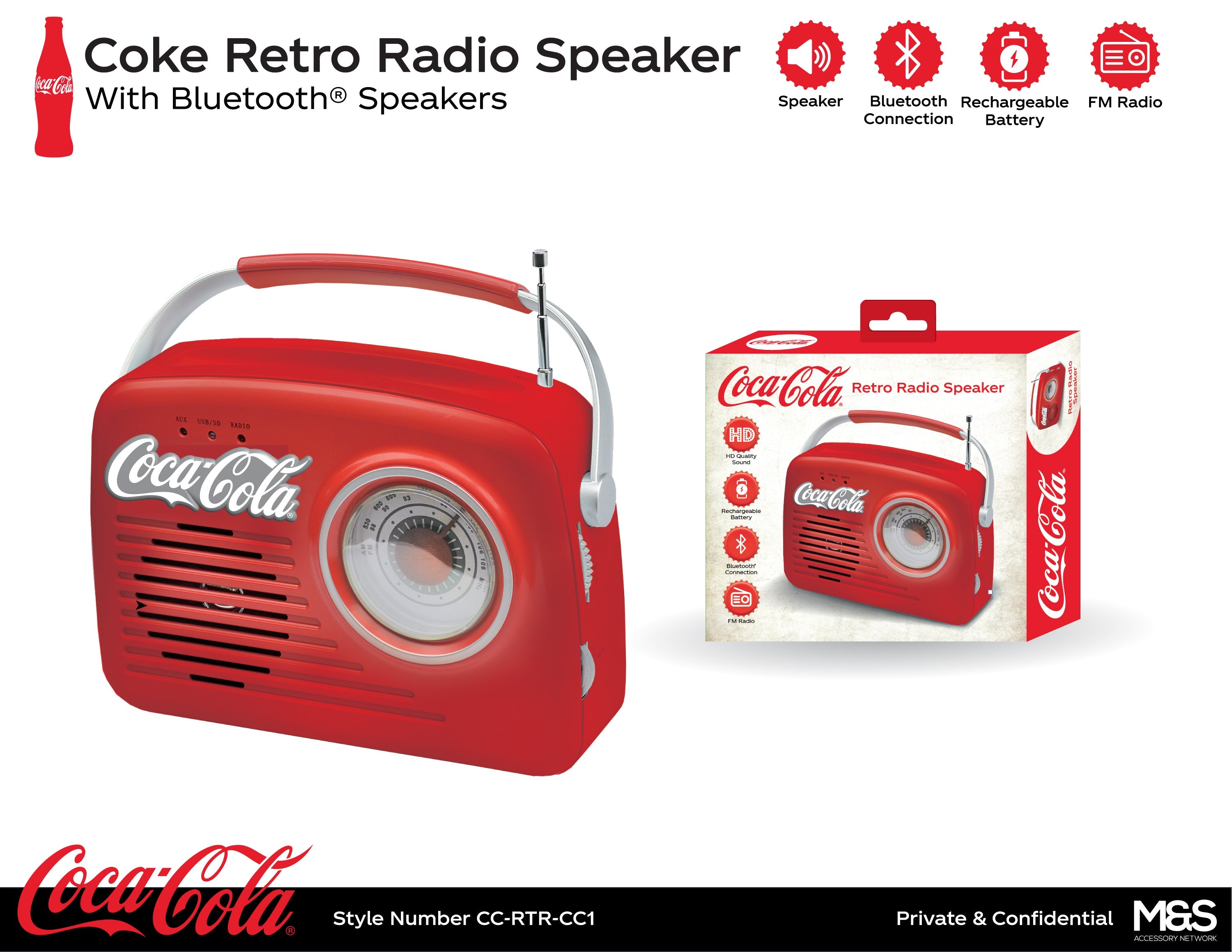 Coca-Cola Retro Radio Speaker - Red