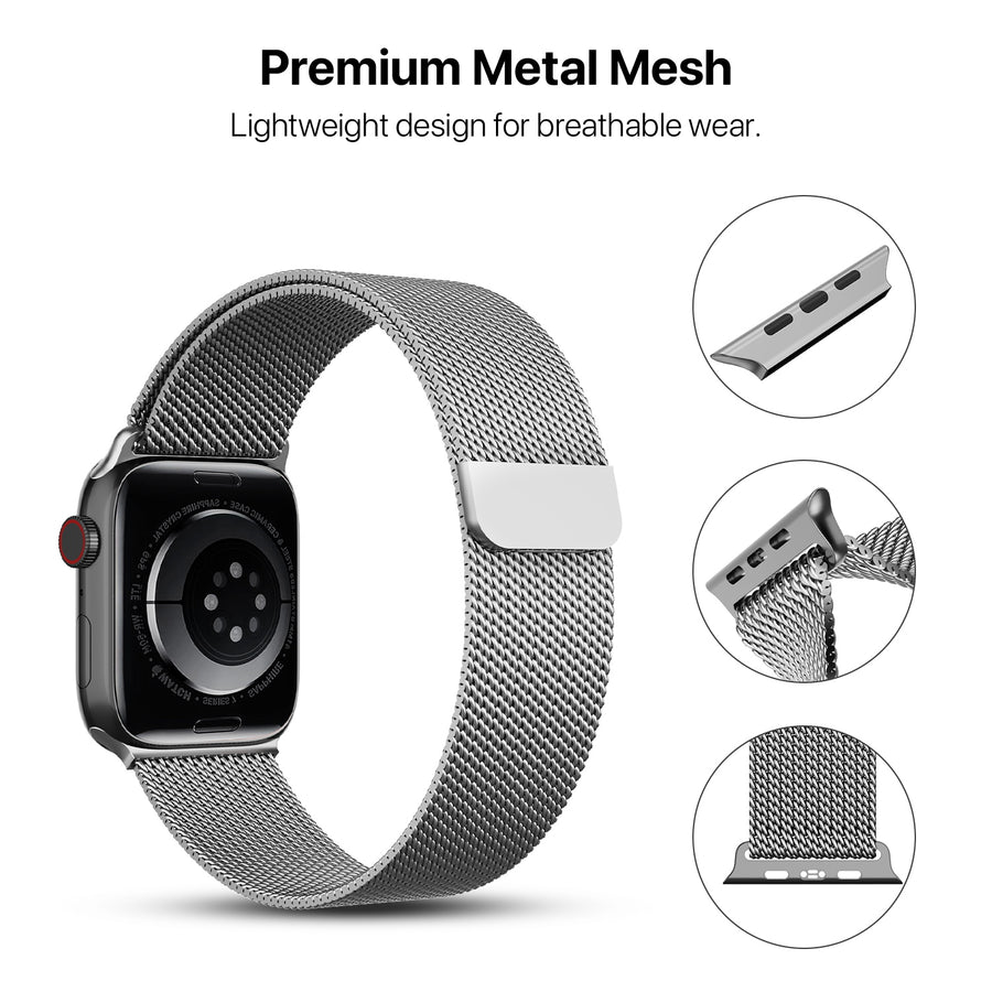 echelon Ironclad Stainless Steel Loop for Apple Watch Series 9 45mm/Watch Series 10 46mm / Watch SE 3 44mm - Silver - EAWHS945BAN272-3.jpg
