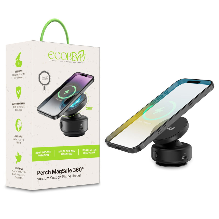 EcoBlvd Perch MagSafe 360™ vacuum suction phone mount - Black