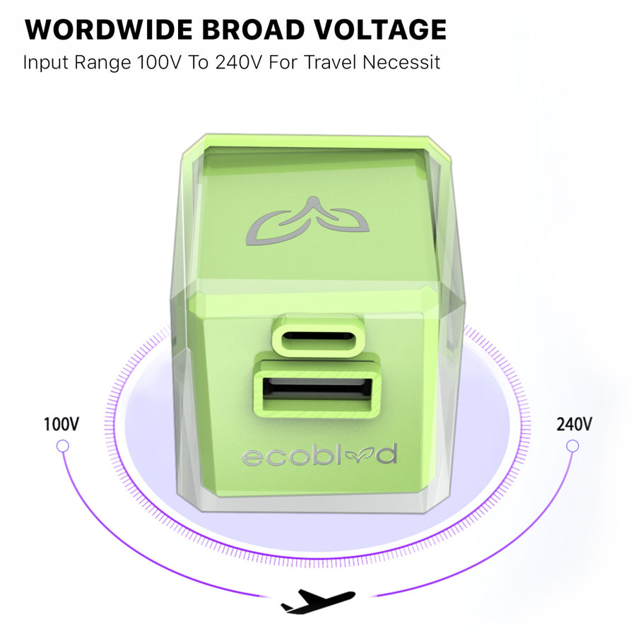 EcoBlvd PowerPlant Dual Port Wall Charger (Power Delivery & QC3.0)(30W) - Green - ECO-PP-30W-GN-9.jpg