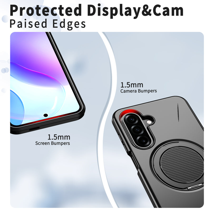EDGE Mag Carbon Case with Magnetic Kickstand Ring for Samsung Galaxy A27 5G - Black - EDMGCBNA27-BK-3.jpg