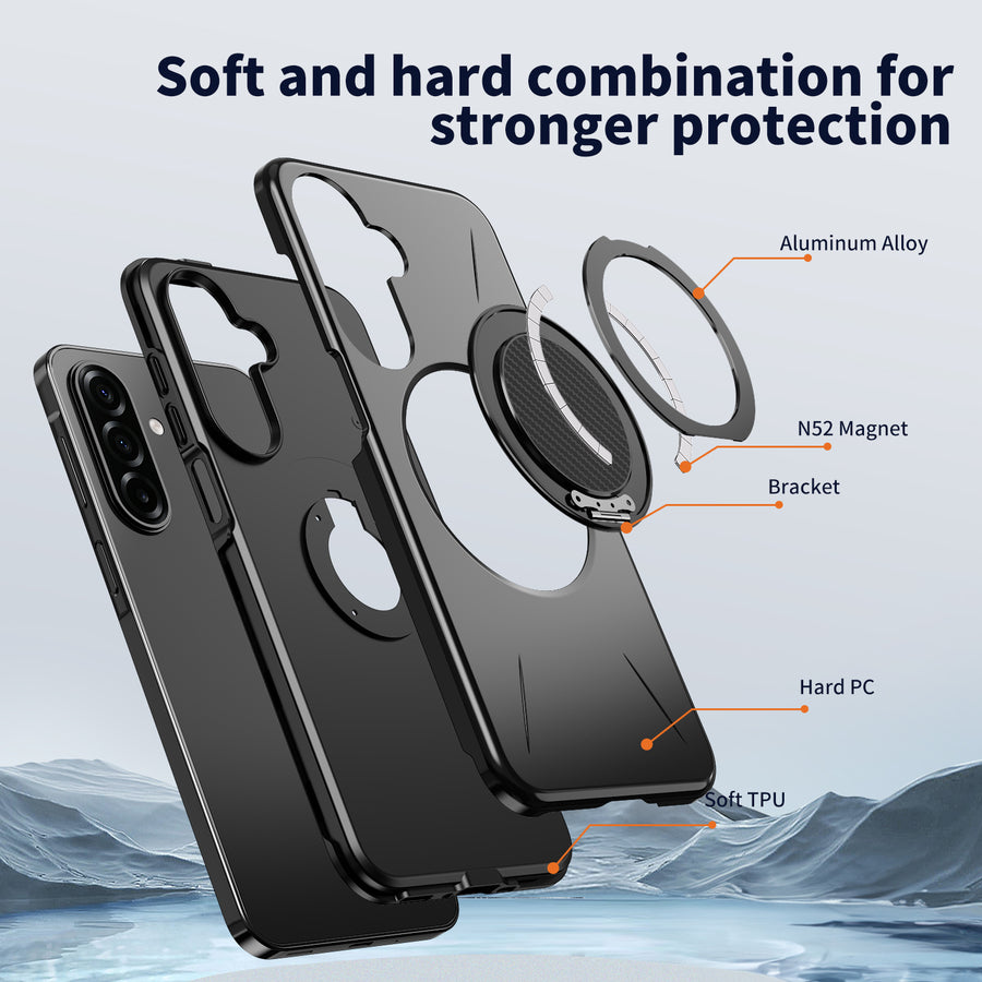 EDGE Mag Carbon Case with Magnetic Kickstand Ring for Samsung Galaxy A27 5G - Black - EDMGCBNA27-BK-4.jpg