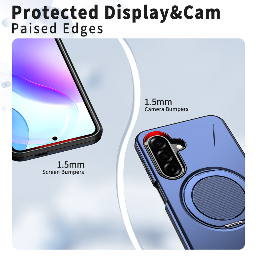 EDGE Mag Carbon Case with Magnetic Kickstand Ring for Samsung Galaxy A27 5G - Blue - EDMGCBNA27-BL-3.jpg