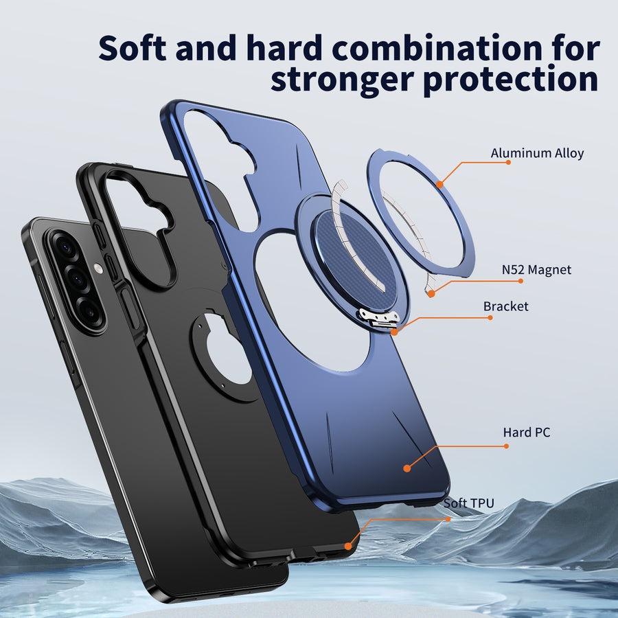 EDGE Mag Carbon Case with Magnetic Kickstand Ring for Samsung Galaxy A27 5G - Blue - EDMGCBNA27-BL-4.jpg