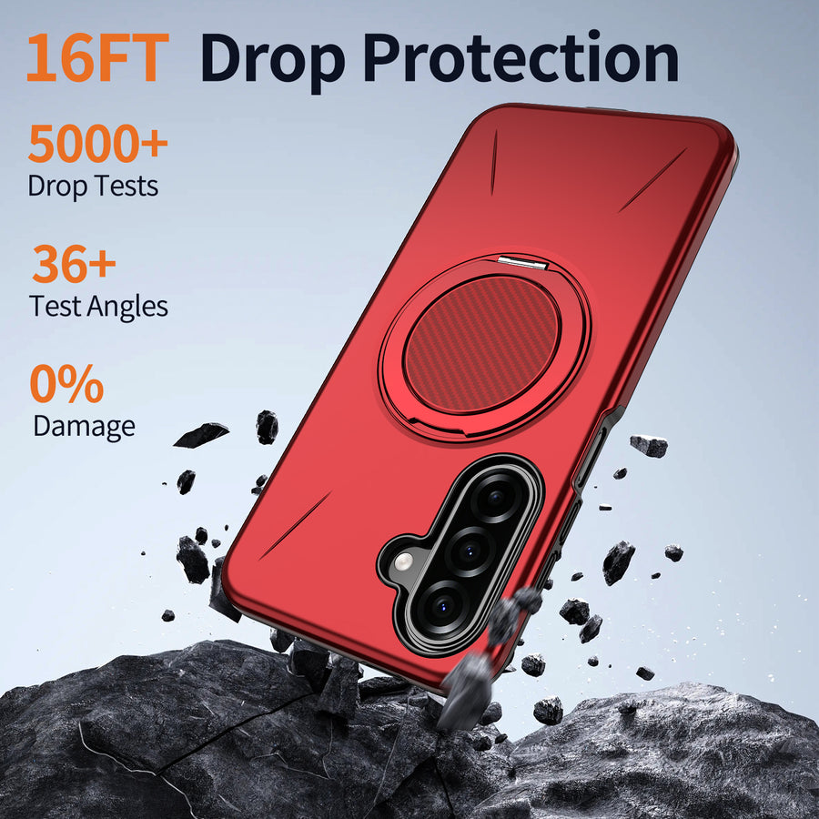 EDGE Mag Carbon Case with Magnetic Kickstand Ring for Samsung Galaxy A27 5G - Red - EDMGCBNA27-RD-2.jpg