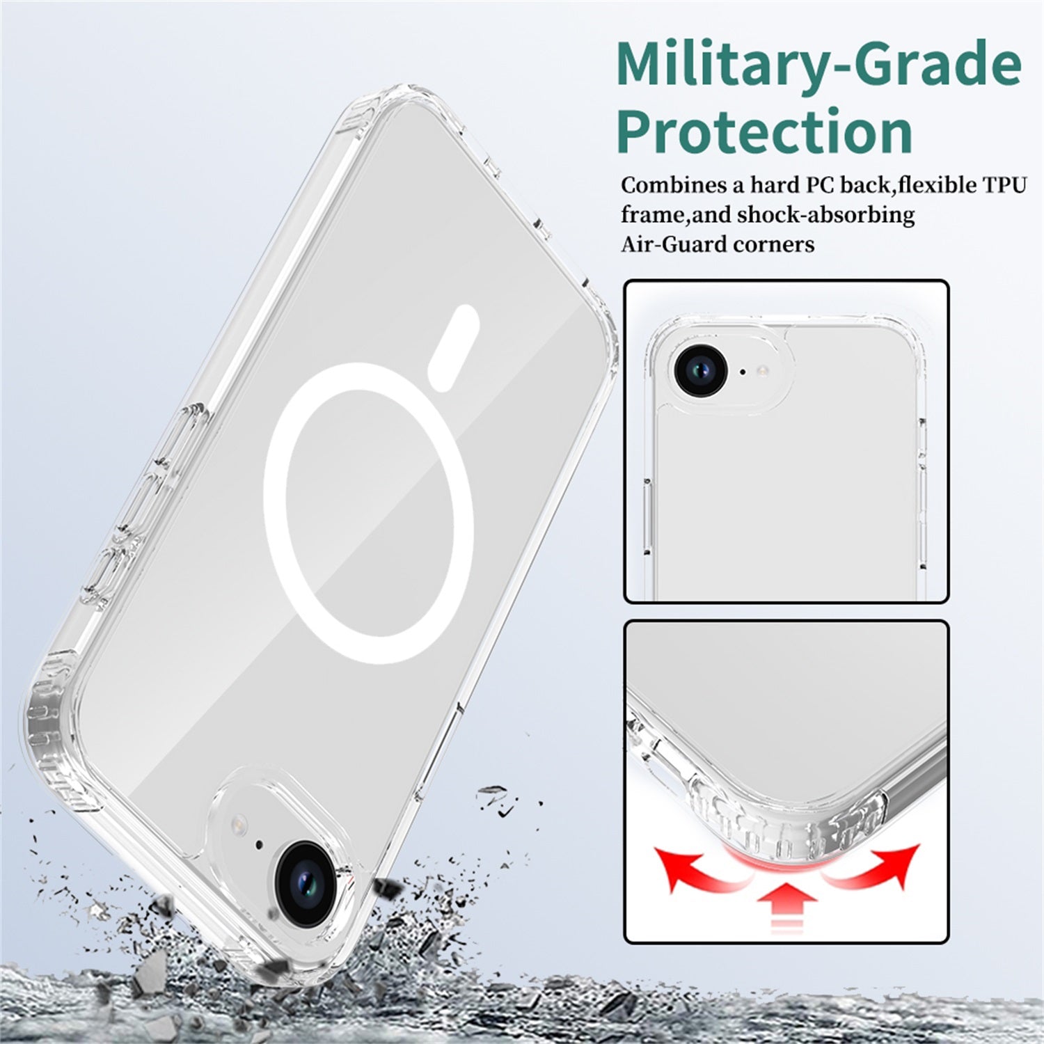 EDGE Mag Clear Case for Apple iPhone 17e / 16e - Clear - EDMGCLIPH16E-CL-5.jpg