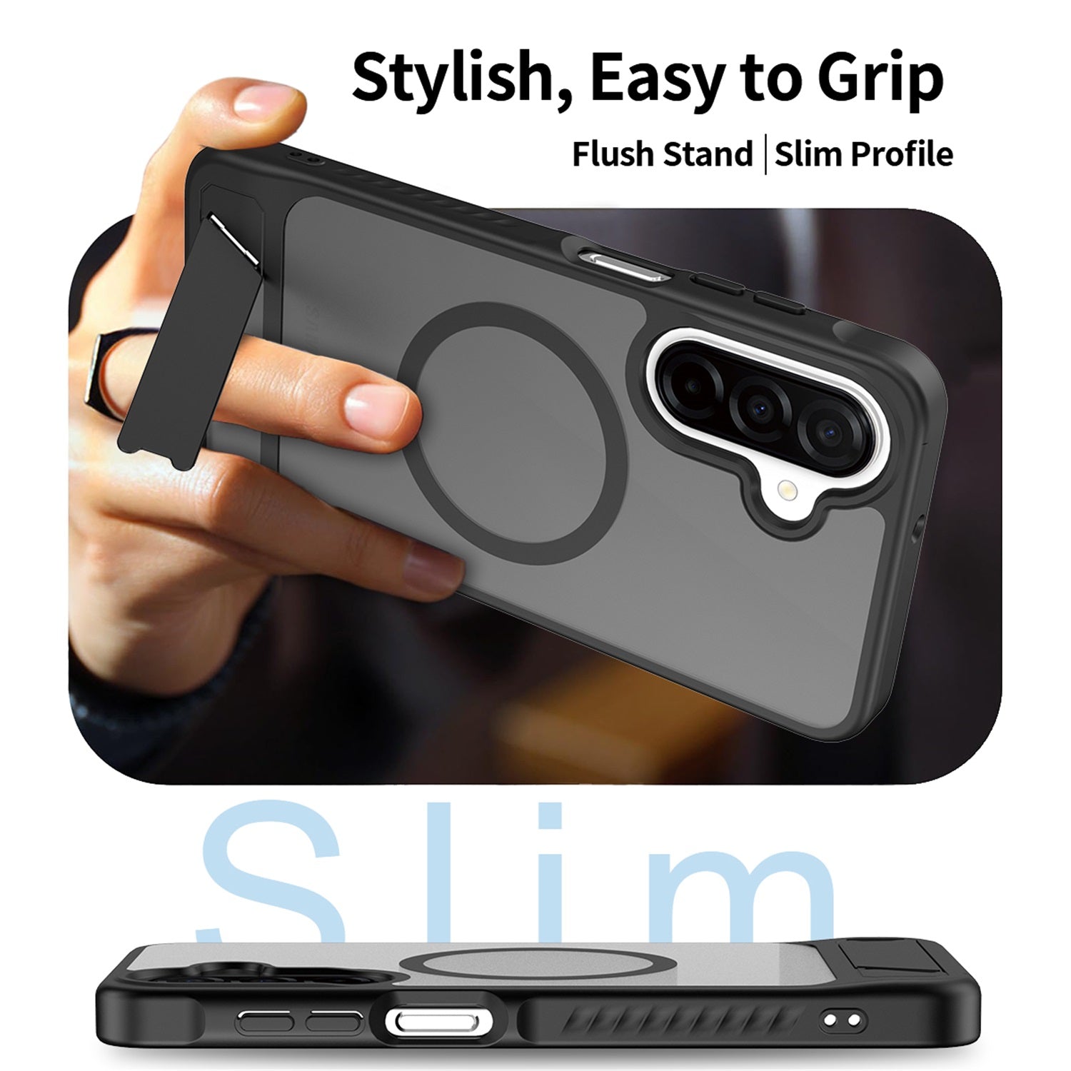 EDGE Mag Pro Case with Kickstand for Samsung Galaxy A17 5G / Galaxy A16 5G - Black - EDMGPRA17-BK-4.jpg