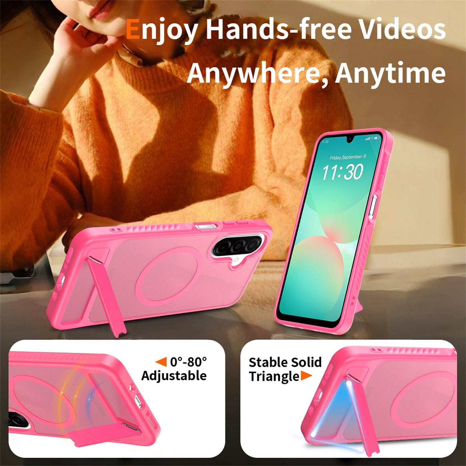 EDGE Mag Pro Case with Kickstand for Samsung Galaxy A17 5G / Galaxy A16 5G - Hot Pink - EDMGPRA17-HP-4.jpg