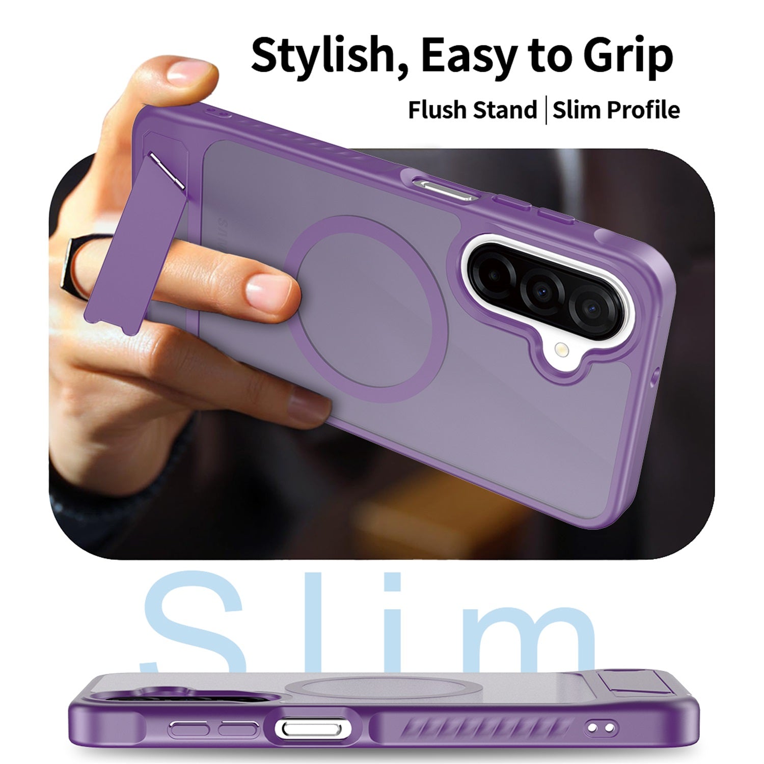 EDGE Mag Pro Case with Kickstand for Samsung Galaxy A17 5G / Galaxy A16 5G - Purple - EDMGPRA17-PR-3.jpg