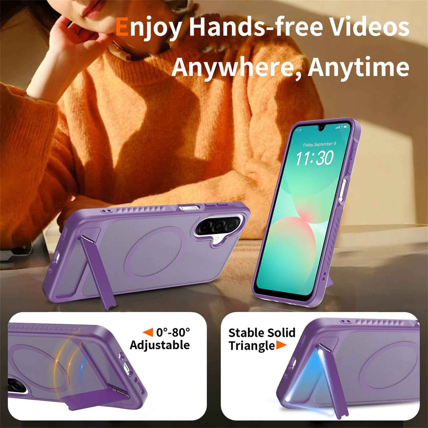 EDGE Mag Pro Case with Kickstand for Samsung Galaxy A17 5G / Galaxy A16 5G - Purple - EDMGPRA17-PR-4.jpg