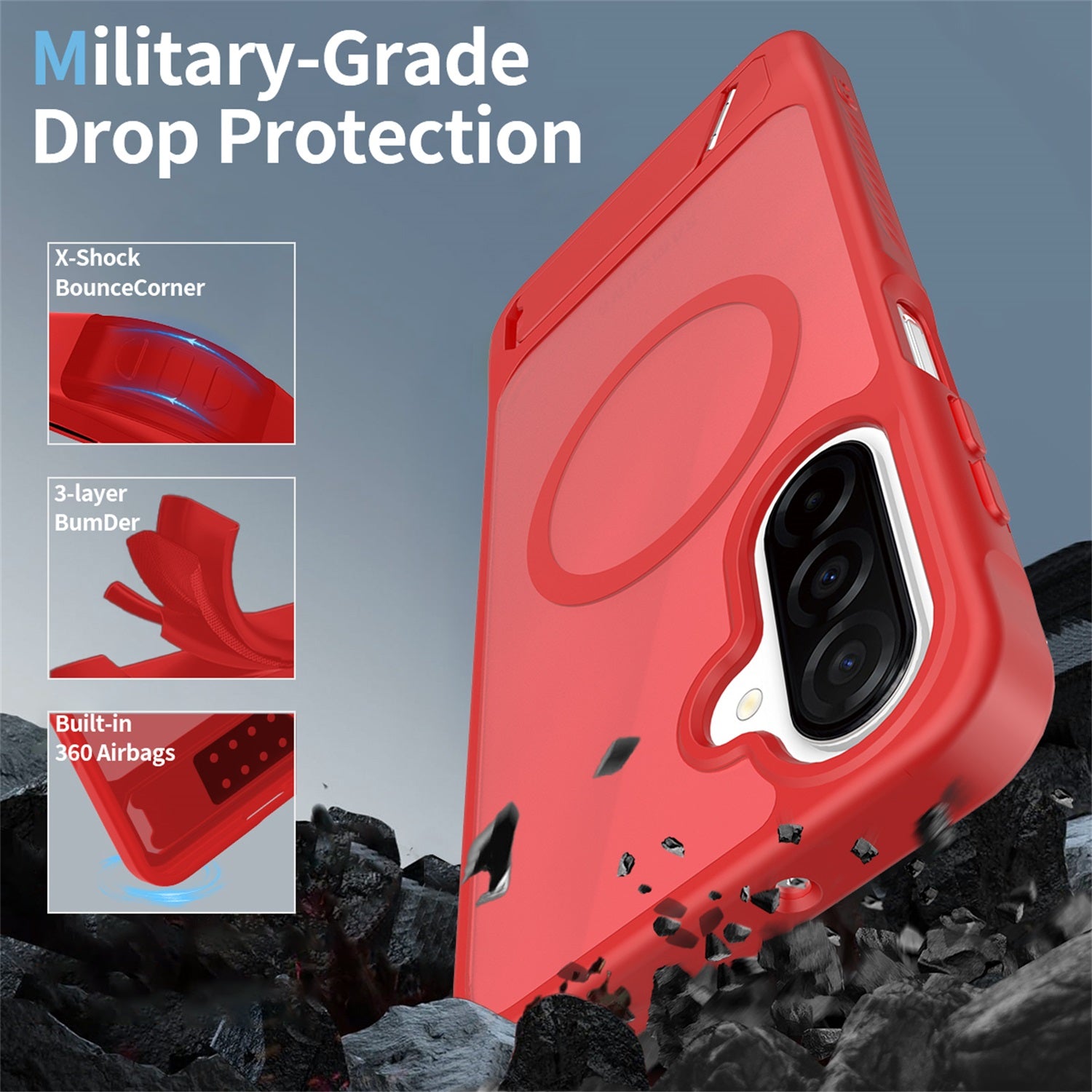 EDGE Mag Pro Case with Kickstand for Samsung Galaxy A17 5G / Galaxy A16 5G - Red - EDMGPRA17-RD-2.jpg