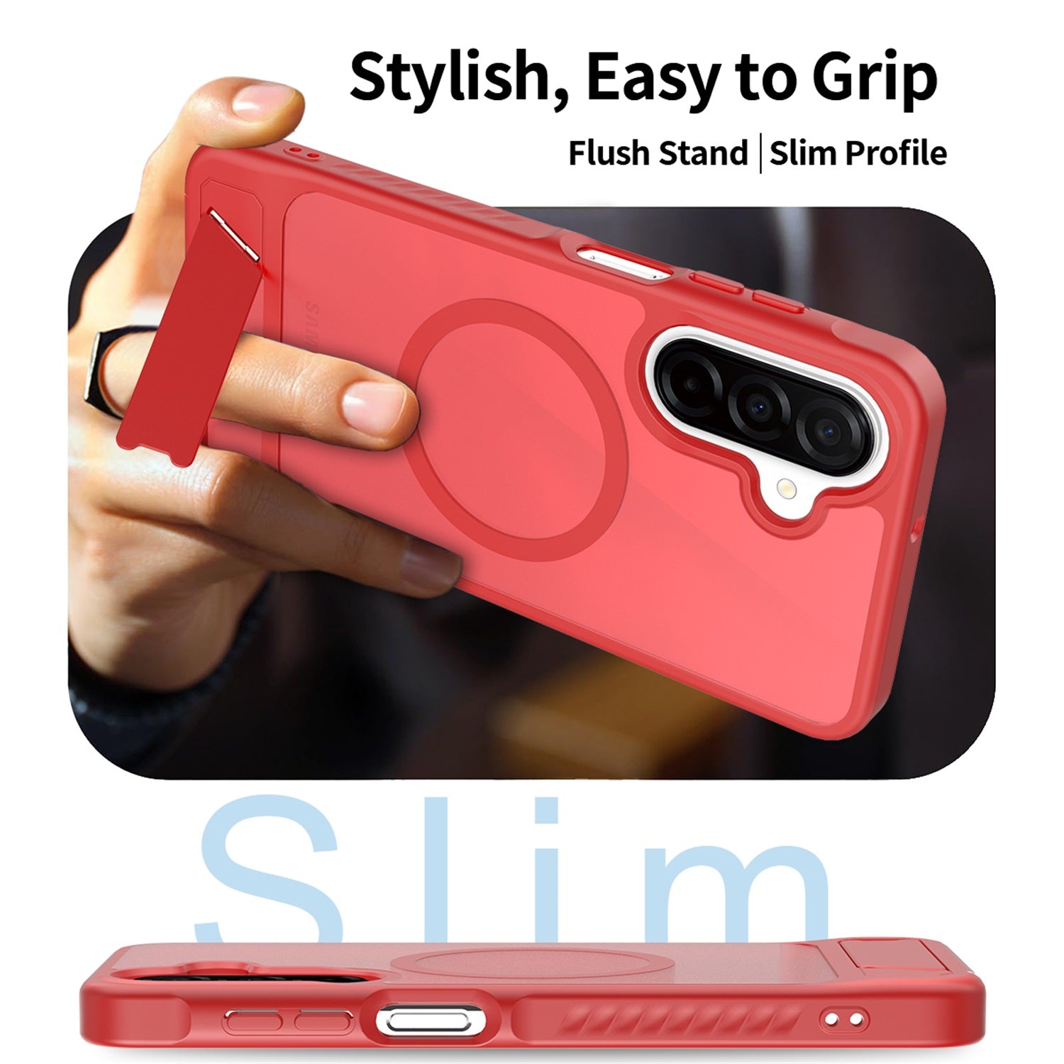 EDGE Mag Pro Case with Kickstand for Samsung Galaxy A17 5G / Galaxy A16 5G - Red - EDMGPRA17-RD-3.jpg