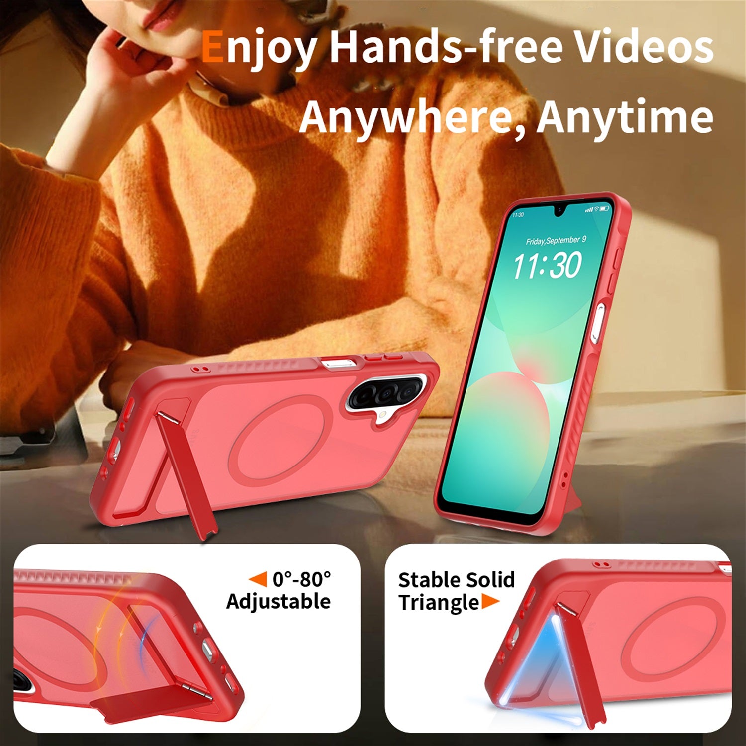 EDGE Mag Pro Case with Kickstand for Samsung Galaxy A17 5G / Galaxy A16 5G - Red - EDMGPRA17-RD-4.jpg
