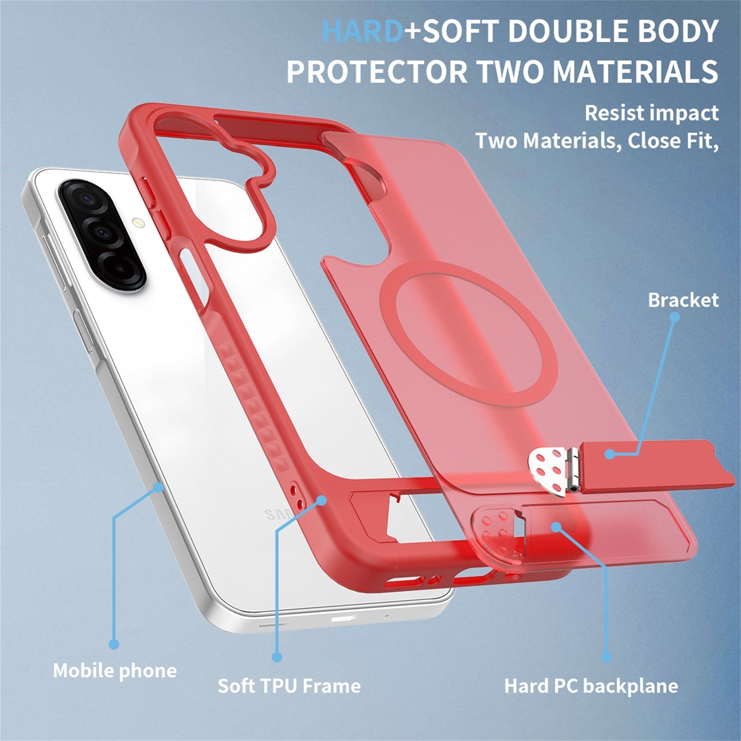 EDGE Mag Pro Case with Kickstand for Samsung Galaxy A17 5G / Galaxy A16 5G - Red - EDMGPRA17-RD-5.jpg