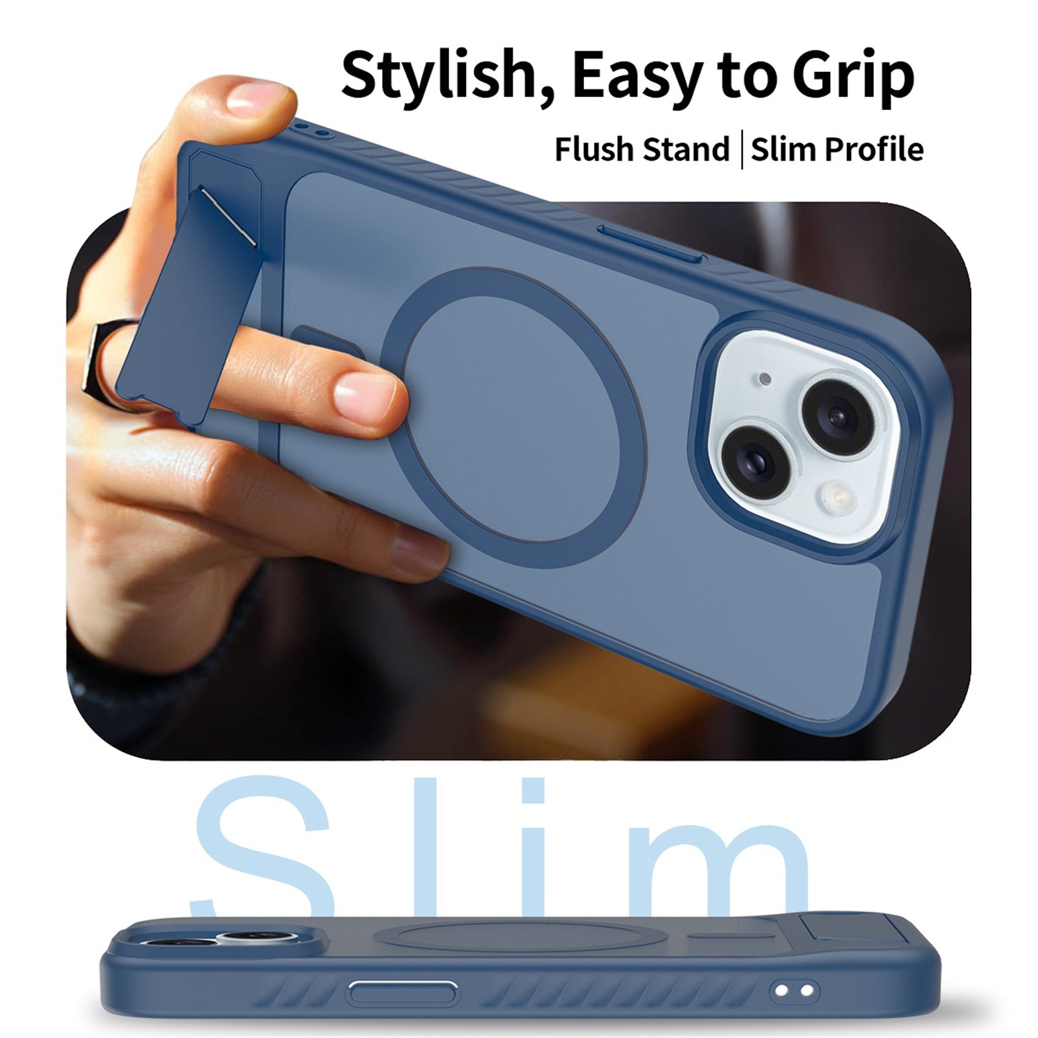 EDGE Mag Pro Case with Kickstand for Apple iPhone 17e / 16e / 15 / 14 / 13 - Blue - EDMGPRIPH15-BL-5.jpg