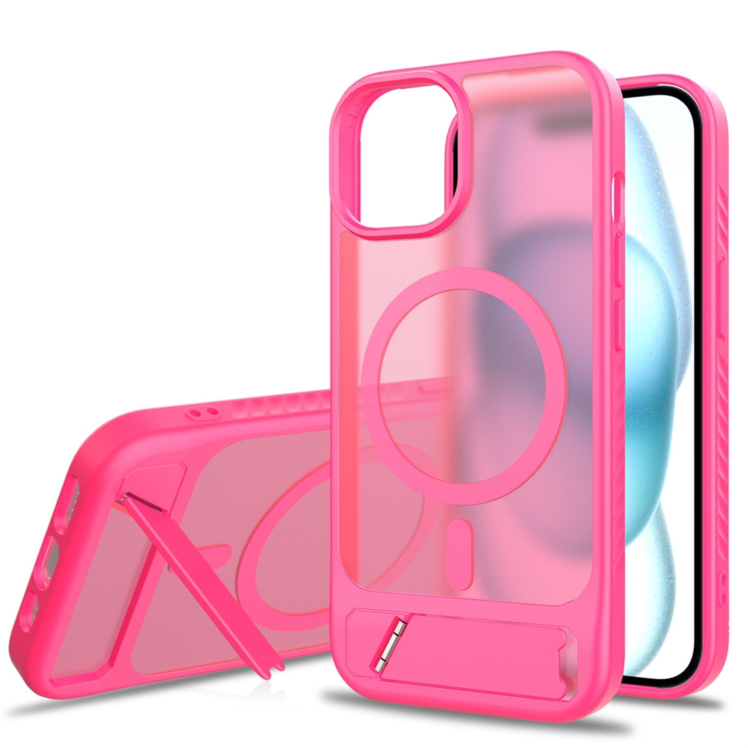 EDGE Mag Pro Case with Kickstand for Apple iPhone 17e / 16e / 15 / 14 / 13 - Hot Pink