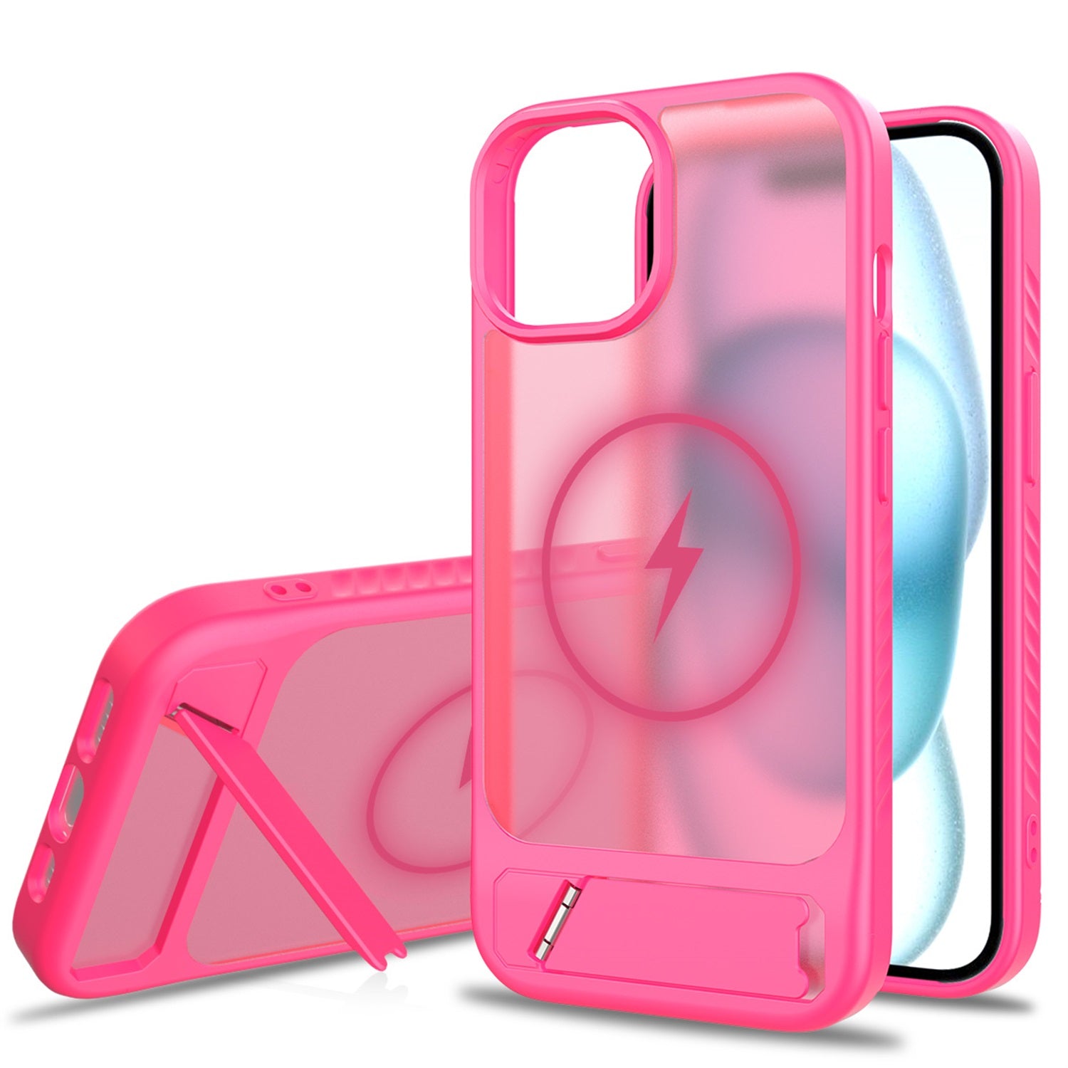 EDGE Mag Pro Case with Kickstand for Apple iPhone 17e / 16e / 15 / 14 / 13 - Hot Pink - EDMGPRIPH15-HP-2.jpg