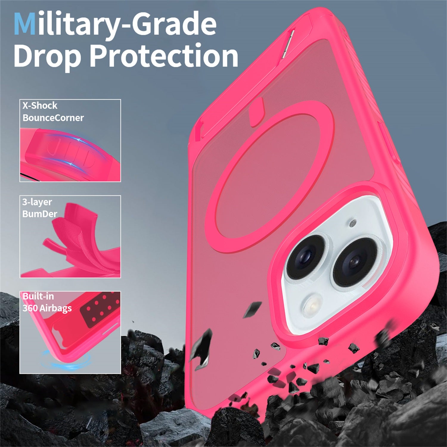 EDGE Mag Pro Case with Kickstand for Apple iPhone 17e / 16e / 15 / 14 / 13 - Hot Pink - EDMGPRIPH15-HP-4.jpg