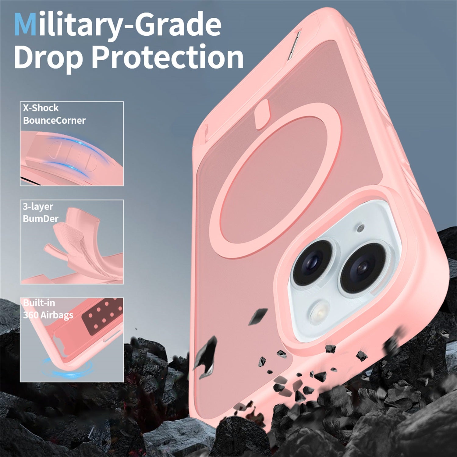 EDGE Mag Pro Case with Kickstand for Apple iPhone 17e / 16e / 15 / 14 / 13 - Light Pink - EDMGPRIPH15-LP-3.jpg