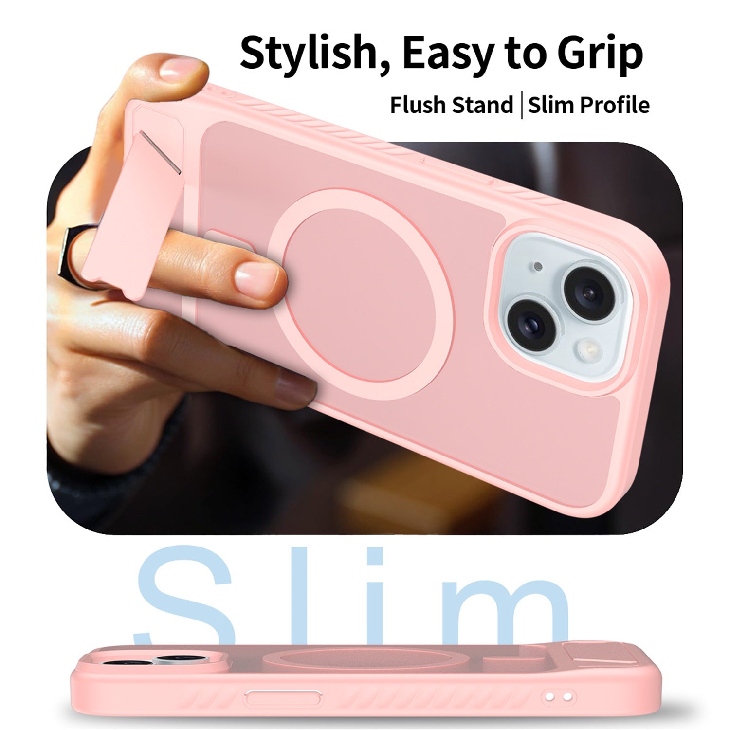 EDGE Mag Pro Case with Kickstand for Apple iPhone 17e / 16e / 15 / 14 / 13 - Light Pink - EDMGPRIPH15-LP-4.jpg